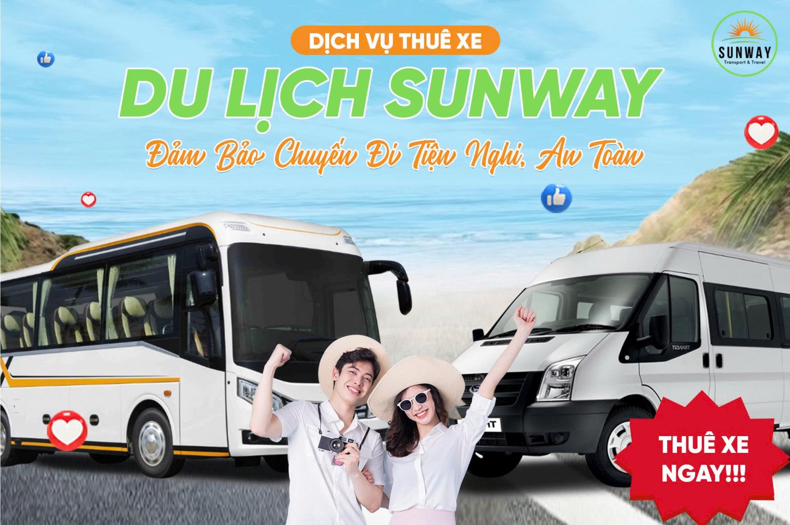 DỊCH VỤ THUÊ XE DU LỊCH SUNWAY ĐẢM BẢO CHUYẾN ĐI AN TOÀN, TIỆN NGHI